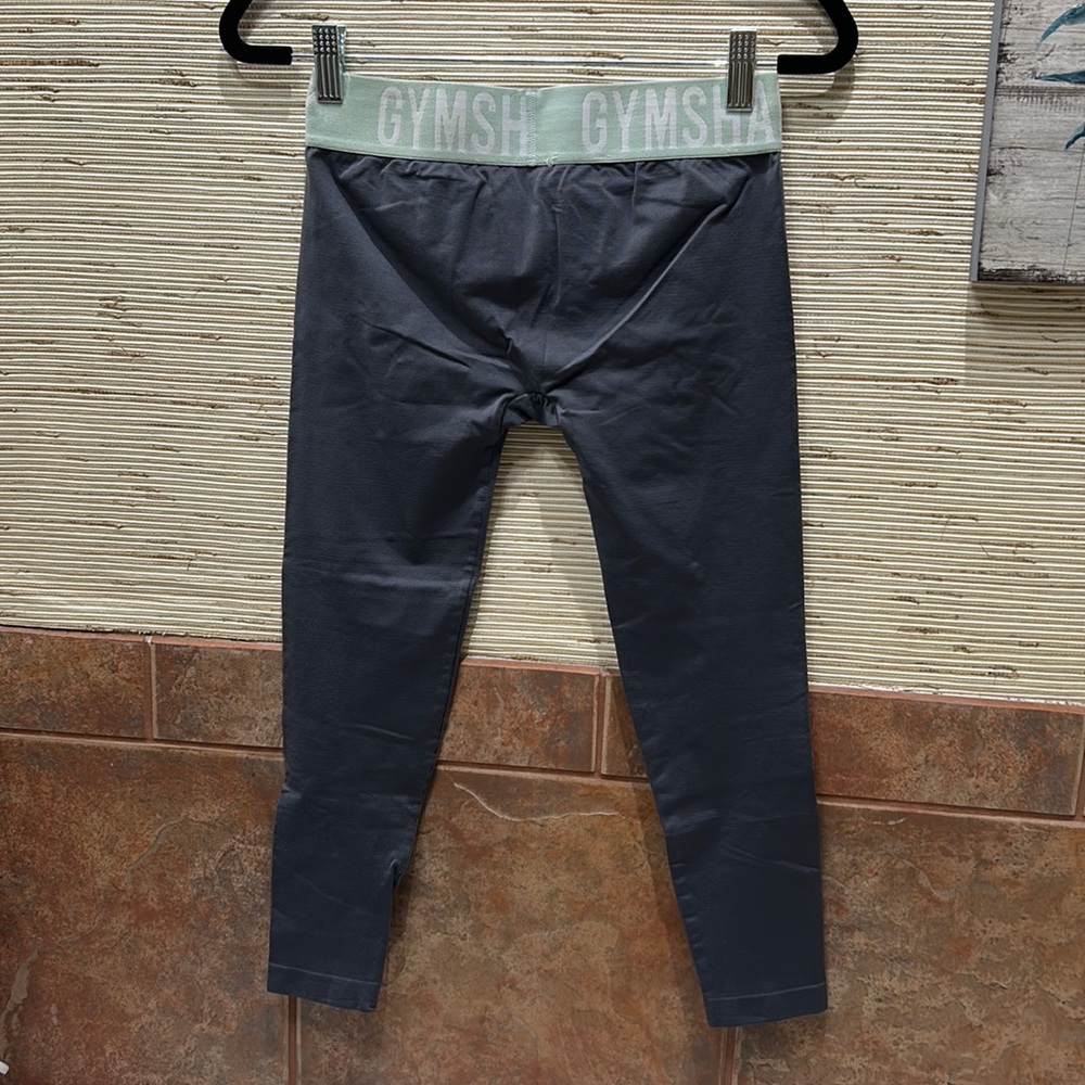 Gymshark steel grey leggings with mint waist band